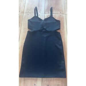 HM Divided Black Cut-Out Mini Dress Sleeveless Sweetheart Bodycon Large LBD